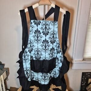 Mothers Aprons‎ with Pockets, Extra Long Ties, Vintage Damask Apron